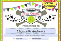 Editable Softball Certificates Instant Download Softball with regard to Best 10 Free Printable Softball Certificate Templates