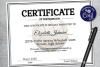 Editable Volleyball Certificate Template – Printable Certificate Template –  Volleyball Certificate Template Personalized Diploma Certificate with regard to Fresh Volleyball Certificate Template Free