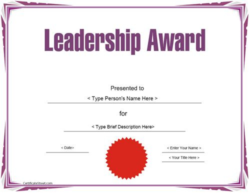 Education Certificate - Leadership Award Template inside Leadership Certificate Template Designs