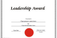 Education Certificates – Leadership Award Certificate with Leadership Award Certificate Templates