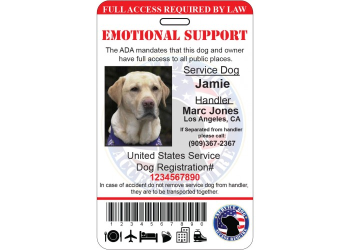 Emotional Support Service Dog Id Card Ada Tag Badge throughout Service Dog Certificate Template Free 7 Designs
