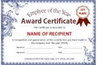 Employee Award Certificate Template | Office Templates Online intended for Employee Appreciation Certificate Template