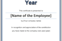 Employee Award Cetificate | Free Template For Word with Fresh Employee Of The Year Certificate Template Free