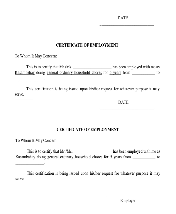 Employee Certificate Of Service Template (1) - Templates pertaining to Certificate Of Service Template Free