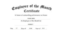 Employee Of The Month Certificate Free Templates Clip Art in Employee Of The Month Certificate Templates