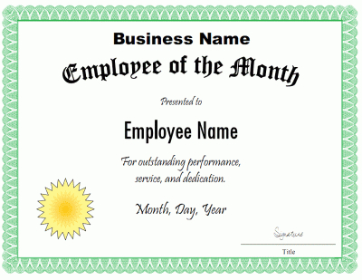Employee Of The Month Certificate Template | Certificate pertaining to Employee Of The Month Certificate Templates