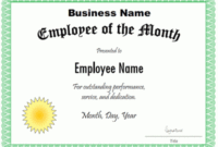 Employee Of The Month Certificate Template for Unique Employee Of The Month Certificate Template Word