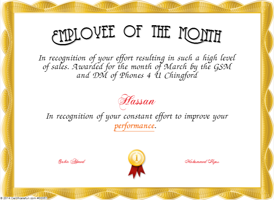 Employee Of The Month Certificate Template With Picture (2 intended for Best Employee Of The Month Certificate Templates