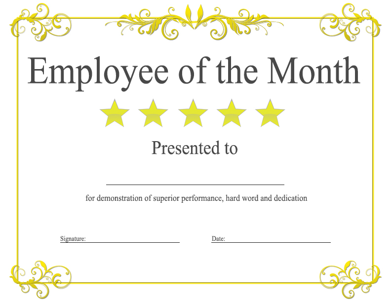 Employee Of The Month Certificate Template With Picture (2 throughout Employee Of The Month Certificate Template Word