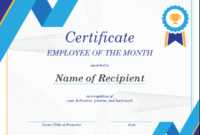 Employee Of The Month Certificate with Teacher Of The Month Certificate Template