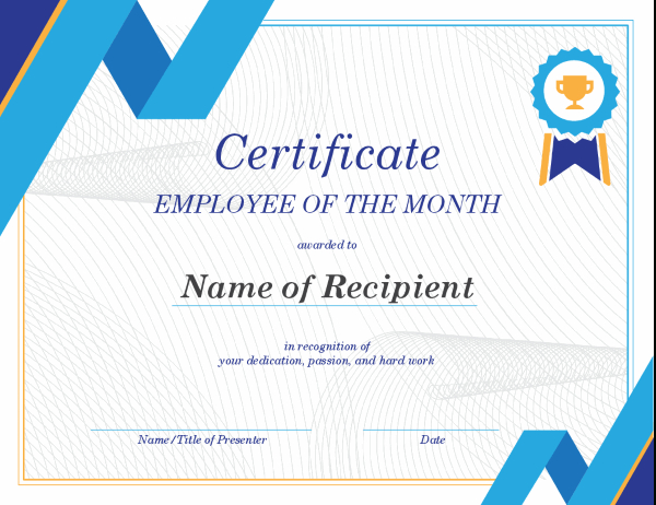 Employee Of The Month Certificate within New Best Employee Award Certificate Templates