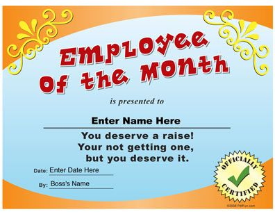 Employee Of The Month Funny Certificate Pdf | Funny with regard to Funny Certificates For Employees Templates