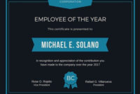 Employee Of The Year Award Certificate | Certificate regarding Fresh Employee Of The Year Certificate Template Free