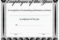 Employee Of The Year Certificate Printable Certificate with Fresh Employee Of The Year Certificate Template Free