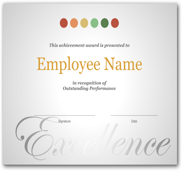 Employee Recognition Certificate Template Excellence Award intended for Free Employee Appreciation Certificate Template