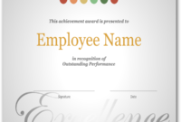 Employee Recognition Certificate Template Excellence Award pertaining to New Employee Recognition Certificates Templates Free