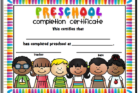 End Of The Year Completion Certificates – Preschool Thru within Quality Kindergarten Certificate Of Completion Free