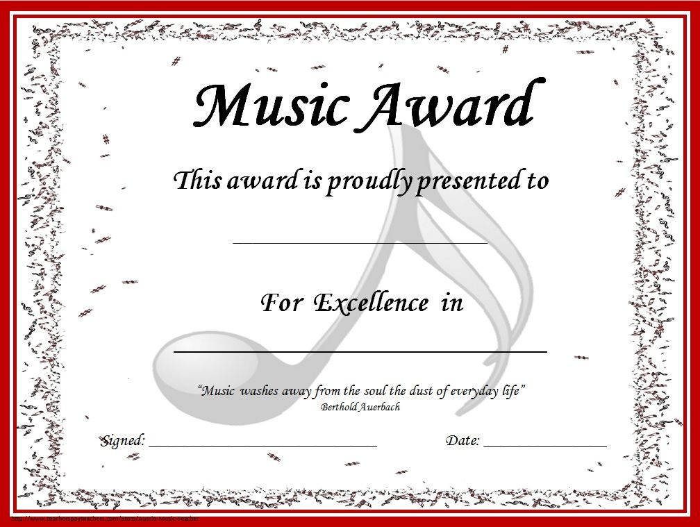 End Of The Year Music Awards: *Editable* Music Award in Piano Certificate Template Free Printable