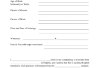 English Extract Marriage Certificate Translation Template inside Fresh Marriage Certificate Translation Template