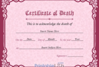 Fake Death Certificate Format In Pink Lace, Your Pink And with regard to Fake Death Certificate Template