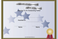 Father Of The Year Printable Certificate | Printable throughout Happy New Year Certificate Template Free 2019 Ideas