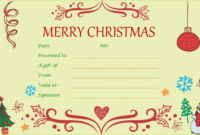Festive Decorating Christmas Gift Certificate Template pertaining to Christmas Gift Templates Free Typable