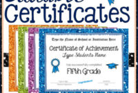 Fifth Grade Editable Graduation Certificates – Glitter Borders for 5Th Grade Graduation Certificate Template