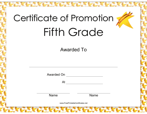 Fifth Grade Promotion Certificate Printable Certificate with Certificate Of Job Promotion Template 7 Ideas