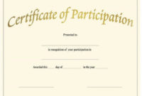 Fill In The Blank Certificates | Certificate Of intended for Participation Certificate Templates Free Printable