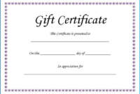 Fillable Gift Certificate Template Free (4) – Templates regarding Unique Fillable Gift Certificate Template Free