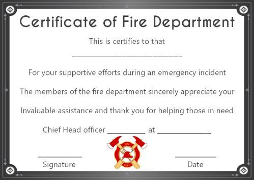 Fire Safety Certificate: 10+ Safety Certificate Templates inside Unique Firefighter Certificate Template
