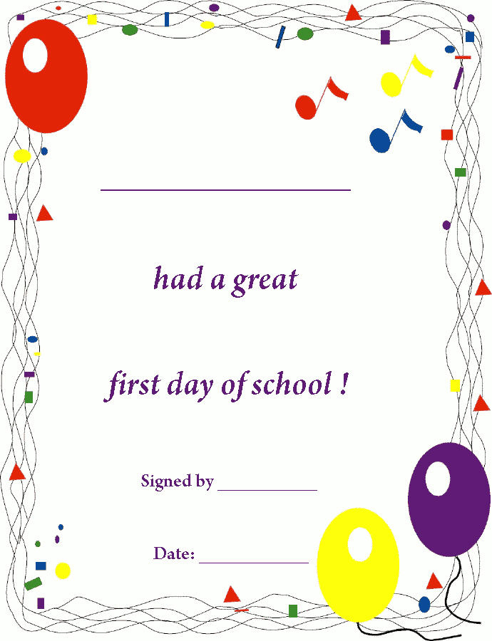 First Day Of School Certificate, Free Printable Back To for Fresh First Day Of School Certificate Templates Free