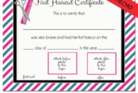 First Haircut Certificate, Baby Girl First Haircut Photo Certificate,  Instant Download, Pdf, Diy, Corjl, 8 X 10 throughout First Haircut Certificate