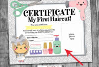 First Haircut Certificate | Sign | Print | Girl | Salon | My First Haircut  | Blow Dryer | Scissors | Nail Polish | 8X10 | Instant Download with New First Haircut Certificate Printable Free 9 Designs