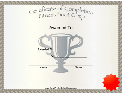 Fitness Boot Camp Printable Certificate throughout Fresh Boot Camp Certificate Template