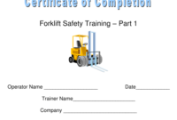 Forklift Safety Training Certificate Of Completion Template intended for Forklift Certification Template