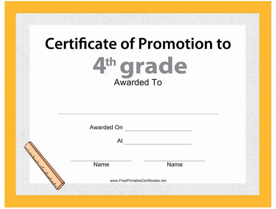 Fourth Grade Promotion Certificate Template Download with regard to Grade Promotion Certificate Template Printable