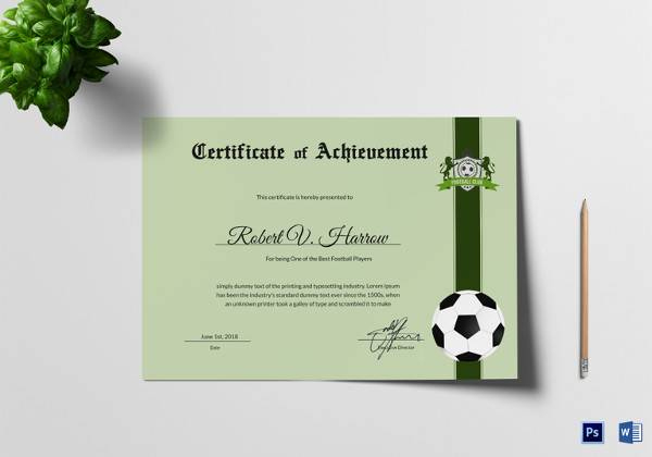 Free 15+ Sample Football Certificate Templates In Pdf | Psd intended for Quality Best Coach Certificate Template Free 9 Designs