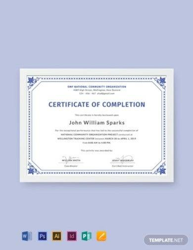 Free 16+ Project Completion Certificate Samples In Ms Word pertaining to Certificate Template For Project Completion