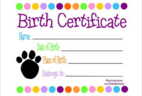Free 17+ Birth Certificate Templates In Ai | Indesign | Ms in Cat Birth Certificate Free Printable
