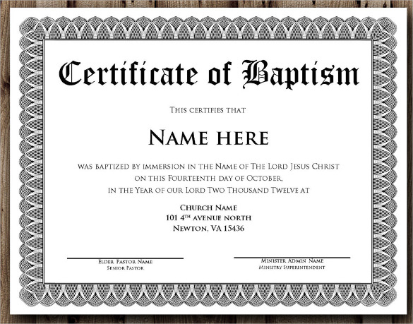 Free 20+ Baptism Certificate Samples In Psd | Pages | Ms within Christian Baptism Certificate Template