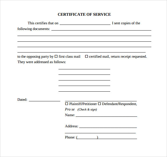Free 20+ Sample Certificate Of Service Templates In Pdf for Fresh Certificate Of Service Template Free