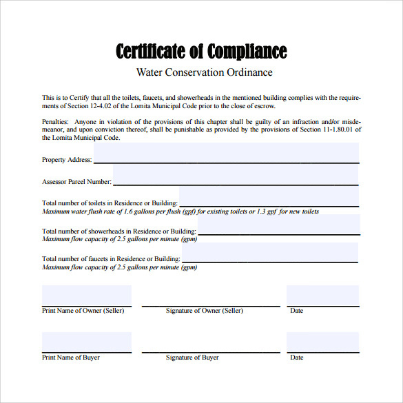 Free 25+ Sample Certificate Of Compliance In Pdf | Psd | Ai pertaining to Certificate Of Compliance Template 10 Docs Free