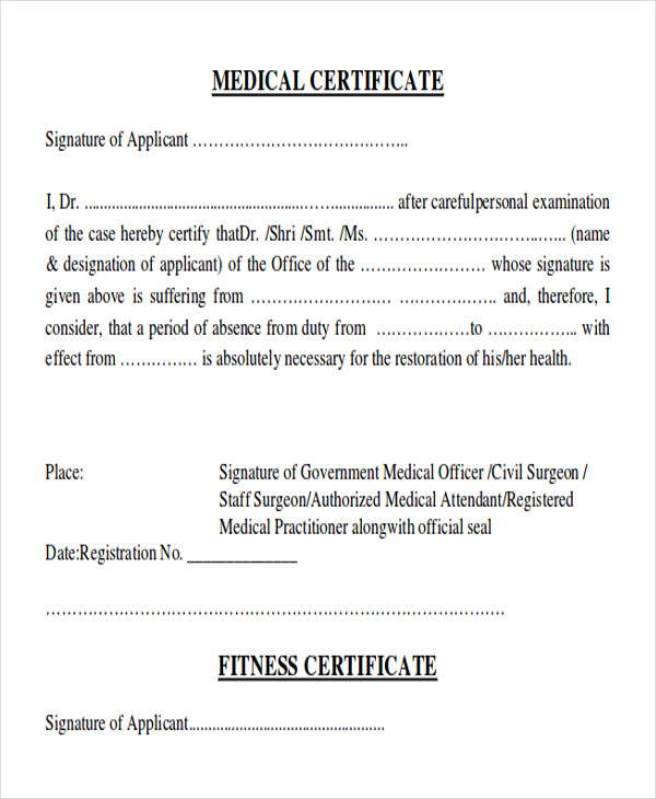 Free 34+ Sample Medical Certificate Format In Pdf | Ms Word with Physical Fitness Certificate Template Editable