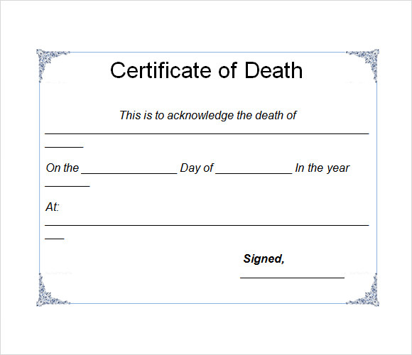 Free 4+ Useful Sample Death Certificate Templates In Pdf throughout Blank Death Certificate Template 7 Documents