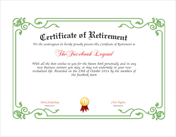 Free 7+ Sample Retirement Certificate Templates In Pdf | Ms within New Retirement Certificate Template