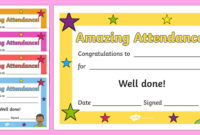 Free! – Amazing Attendance Award Certificate – Template – Twinkl with regard to Perfect Attendance Certificate Template Editable