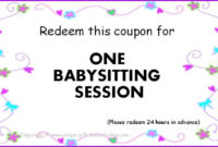 Free Babysitting Coupons Printable-Pinned for New Babysitting Certificate Template 8 Ideas