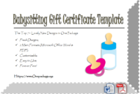 Free Babysitting Gift Certificate Template | Gift pertaining to Baby Shower Gift Certificate Template Free 7 Ideas