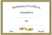 Free Badminton Certificate Template – Customize Online in Unique Badminton Certificate Template